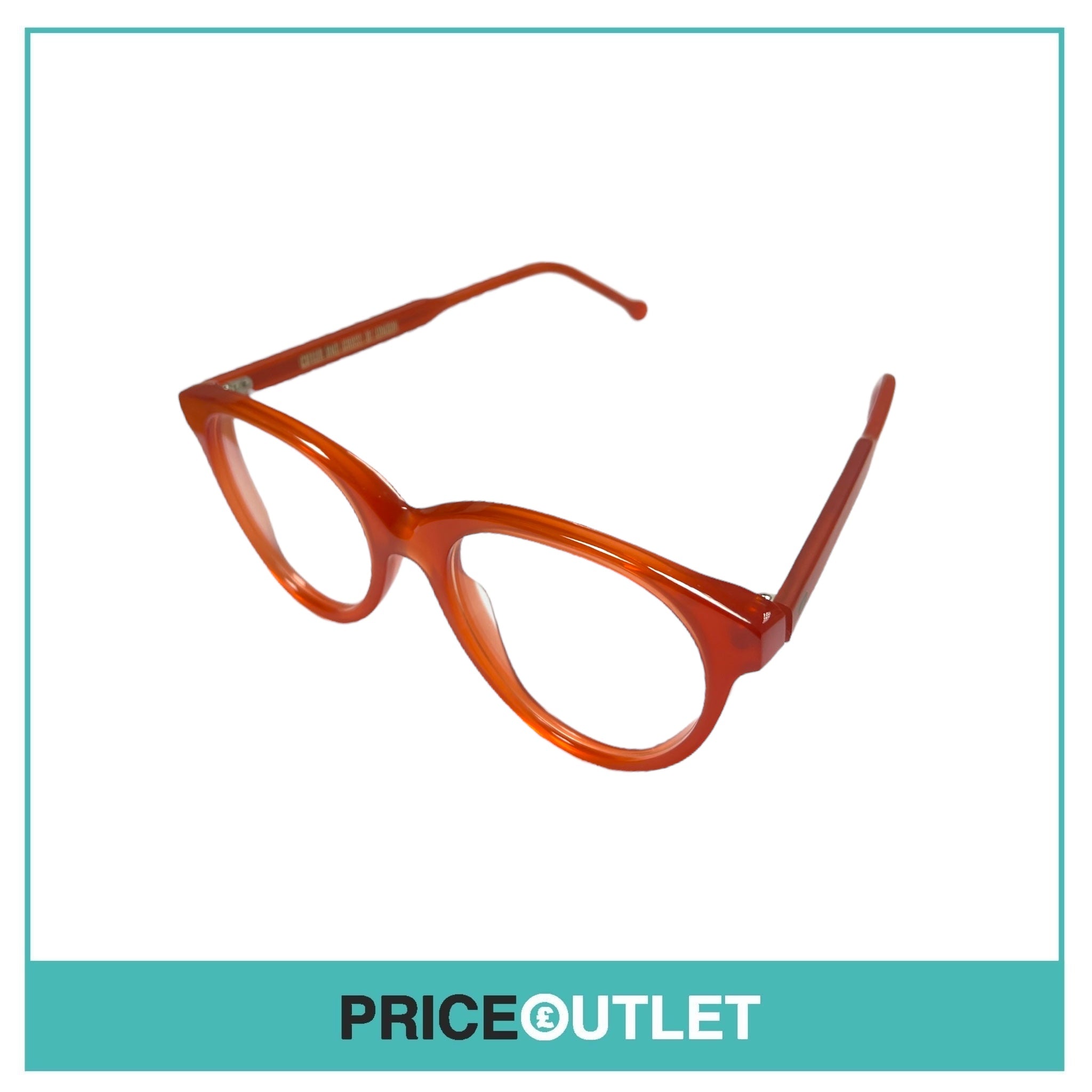 Clear Lens Orange Red Frame Glasses RRP £325