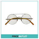 Clear Lens Gold Frame Round Pilot Glasses With Yellow Arm Detail RRP £325