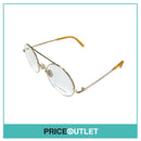 Clear Lens Gold Frame Round Pilot Glasses With Yellow Arm Detail RRP £325