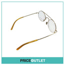 Clear Lens Gold Frame Round Pilot Glasses With Yellow Arm Detail RRP £325