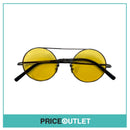 Yellow Lens Round Frame Pilot Sunglasses With Silver & Black Detail RRP £325