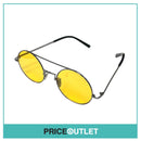 Yellow Lens Round Frame Pilot Sunglasses With Silver & Black Detail RRP £325