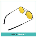 Yellow Lens Round Frame Pilot Sunglasses With Silver & Black Detail RRP £325