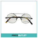 Clear Lens Grey Chrome Round Pilot Frame Glasses With Tortoiseshell Arm Detail RRP £325