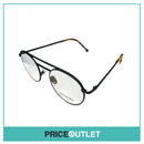Clear Lens Matte Black Frame Glasses With Translucent Tortoiseshell Print Arm Detail RRP £325