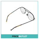 Clear Lens Matte Black Frame Glasses With Translucent Tortoiseshell Print Arm Detail RRP £325