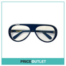 No Lens Blue Frame Glasses With White Stripe Trim Detail RRP £325