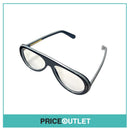 No Lens Blue Frame Glasses With White Stripe Trim Detail RRP £325