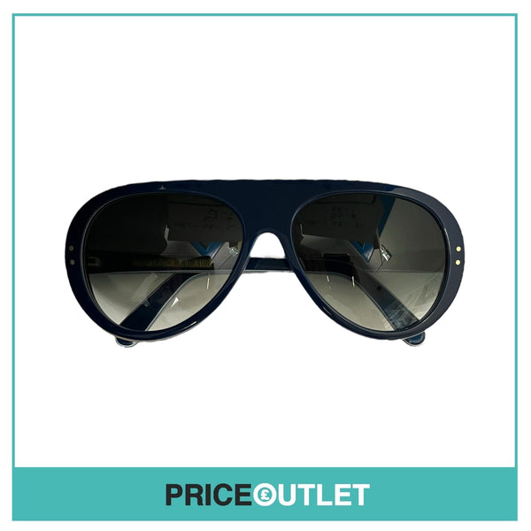 Blue Frame Sunglasses With White Stripe Trim Detail RRP £325