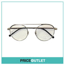 Clear Lens Silver Round Pilot’s Frame Glasses With Black Arm Detail RRP £325