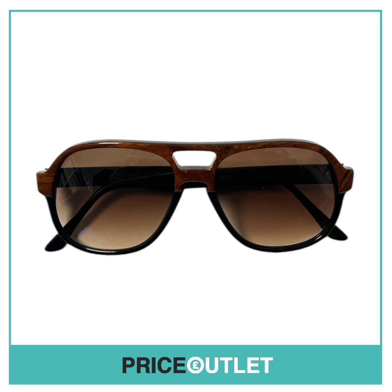 Brown Pattern Print & Black Frame Pilot Frame Sunglasses RRP £325