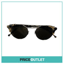 Cream & Brown Pattern & Silver Frame Pilot Sunglasses With Reflective Lens RRP £325