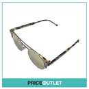 Cream & Brown Pattern & Silver Frame Pilot Sunglasses With Reflective Lens RRP £325