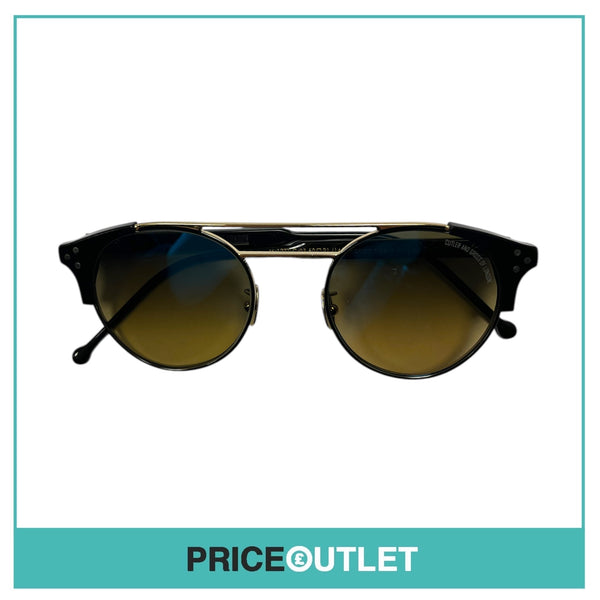 Black & Gold Pilot Frame Sunglasses With Blue Tinted Lens RRP £325
