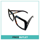 No Lens Deep Brown Tortoiseshell Oversized Frame Glasses With Two Arm Detail RRP £325