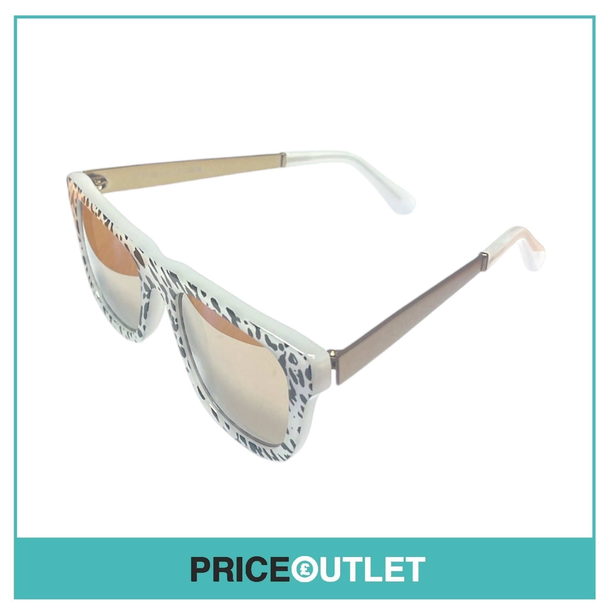 Animal Black & Pearlescent White Print Sunglasses With Reflective Lens RRP £325
