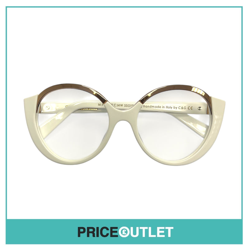 No Lens White Frame Glasses With Rose Gold Detail RRP £325