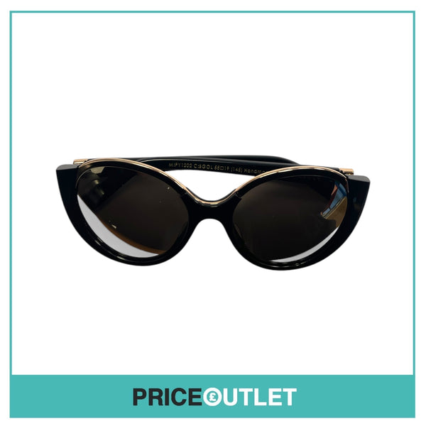 Black Frame Sunglasses With Rose Gold Detail & Reflective Lens RRP £325