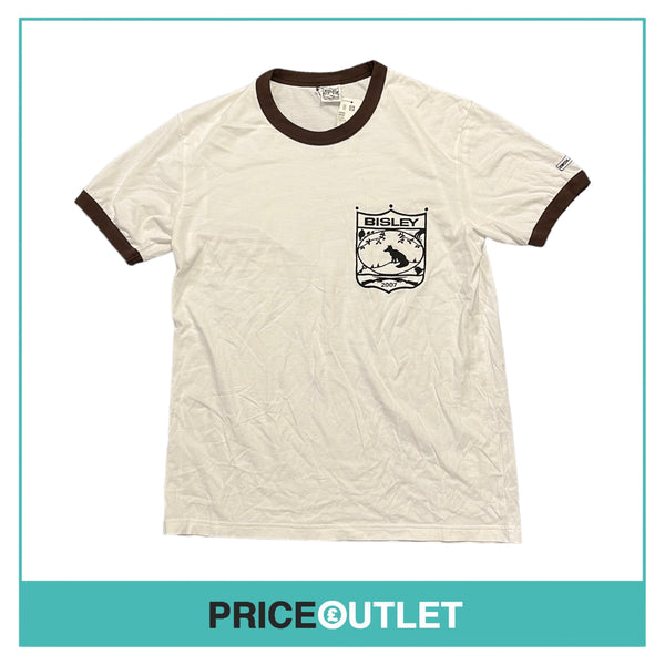 Bisley - Brown Trimmed White T-Shirt - Size L  - BRAND NEW WITH TAGS