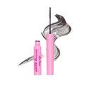 Pink mascara with wand on a white background