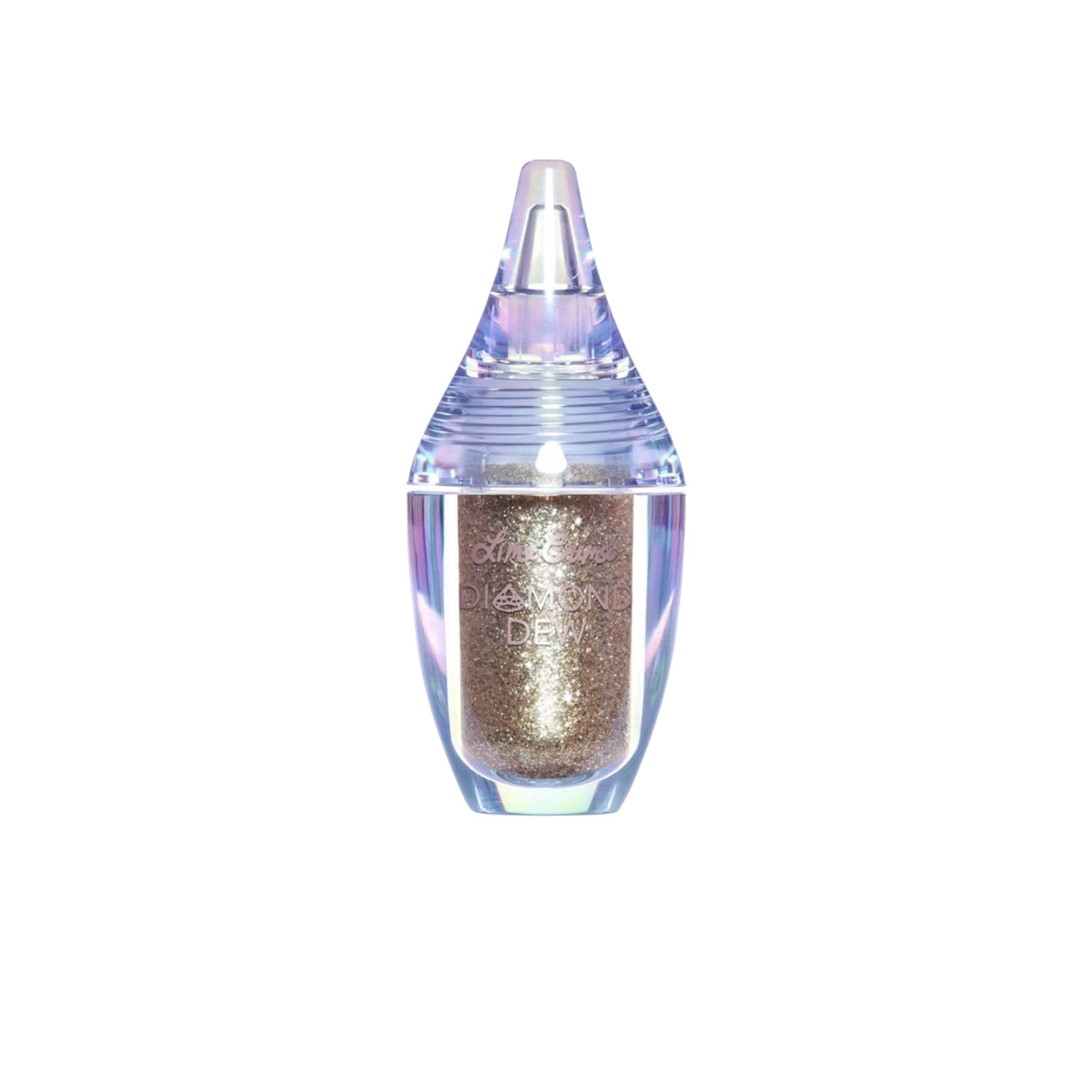 Makeup product with glittery texture on a white background