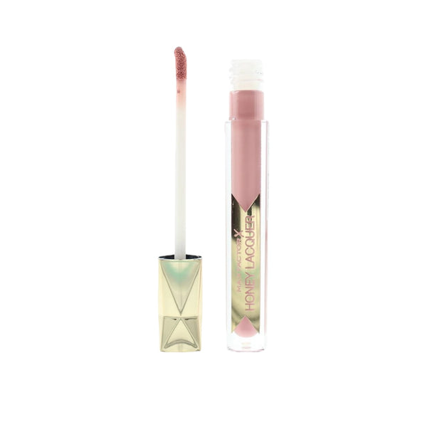 Lip gloss with applicator on a white background