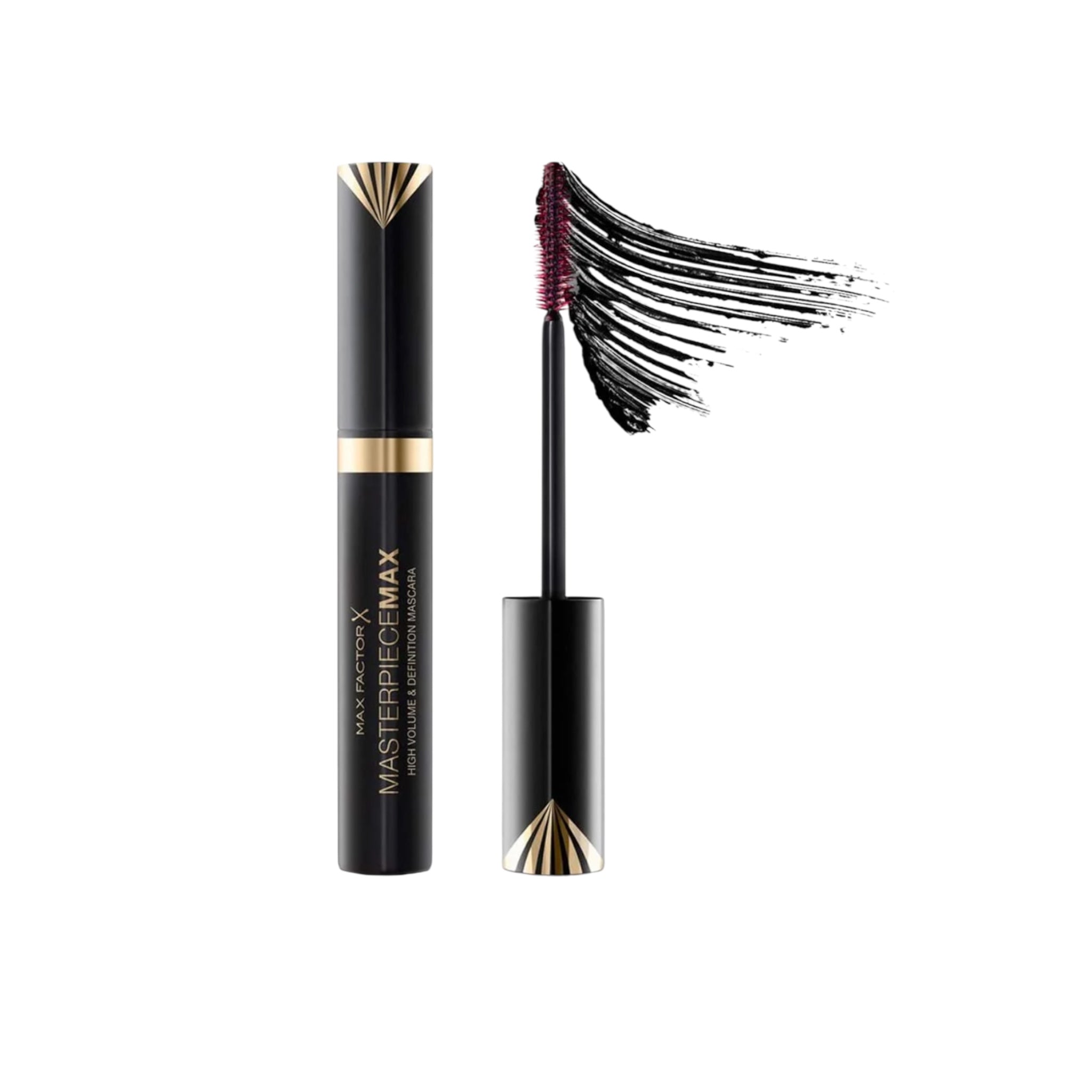 Max Factor Masterpiece Max mascara with wand on a white background