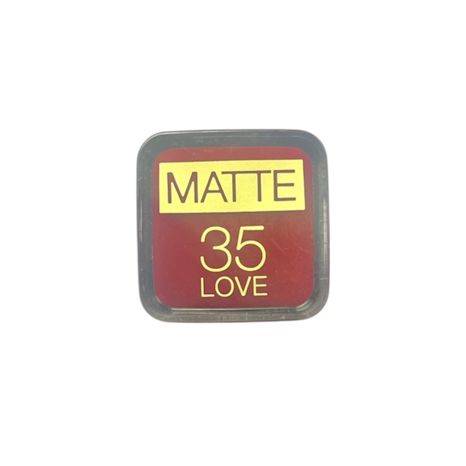 Small rectangular product with 'MATTE 35 LOVE' text on a white background