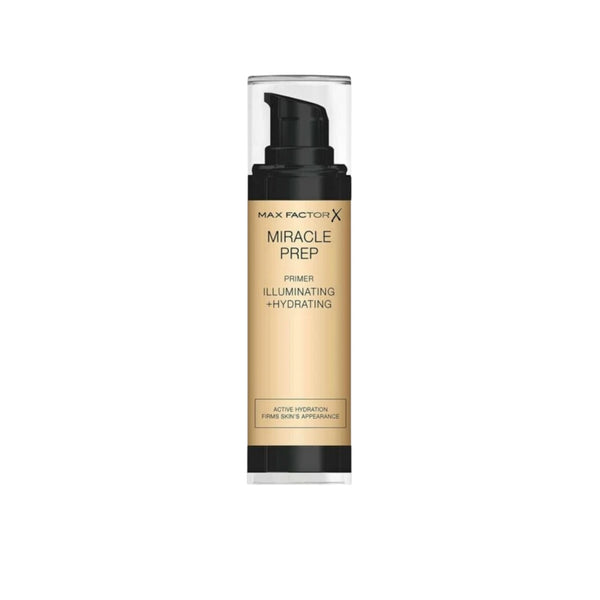 Max Factor Miracle Prep primer bottle on a white background
