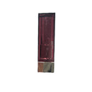 Red lipstick with silver cap on a white background
