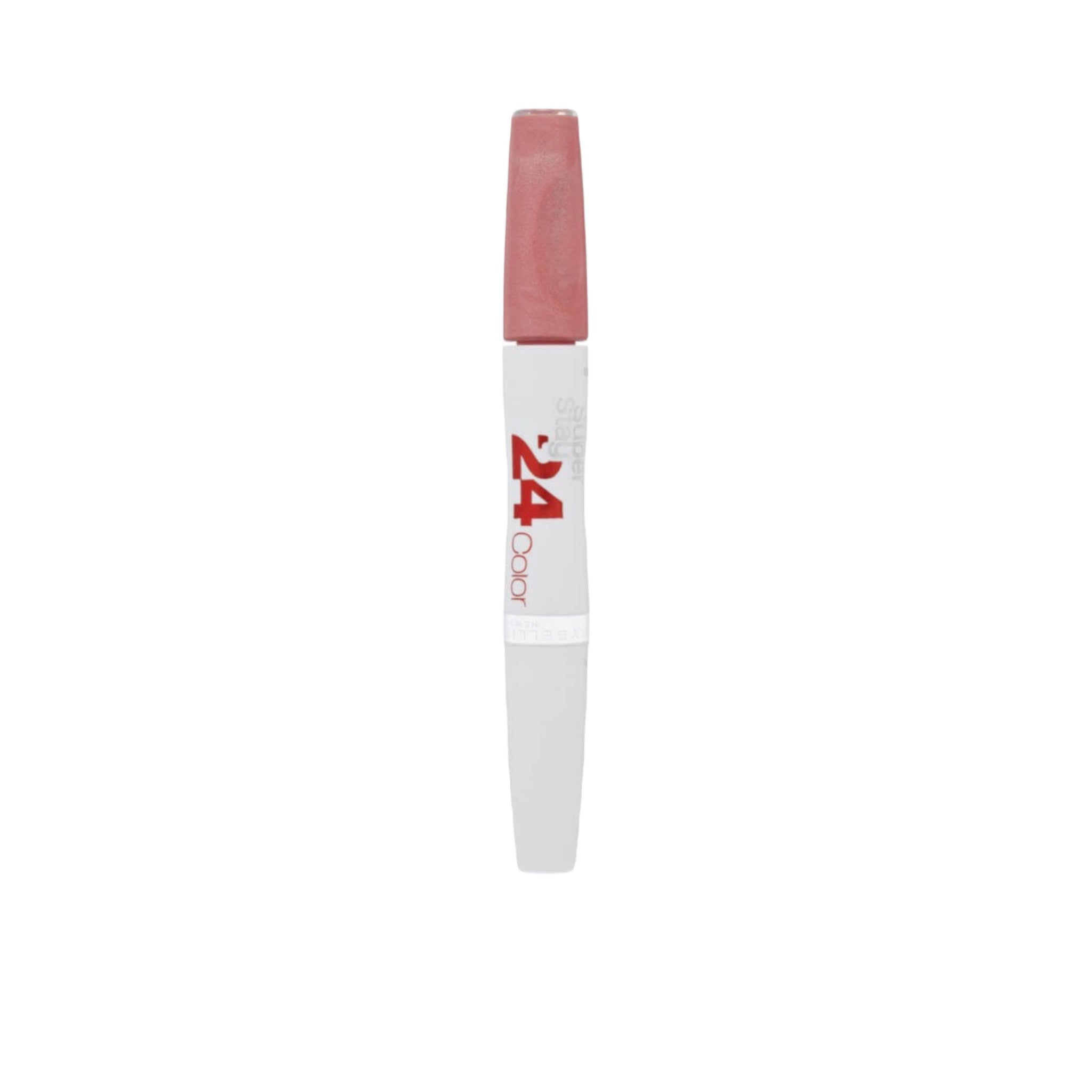 Lipstick with a white casing and red '24' logo on a white background