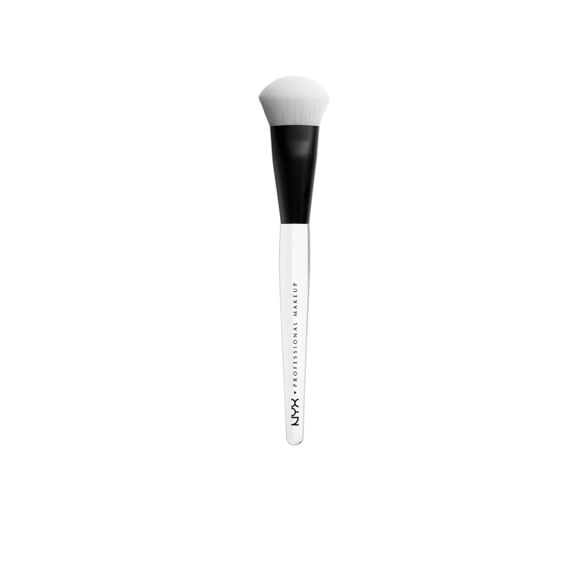 Makeup brush with black and white design on a white background