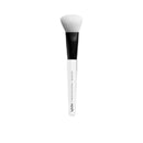 Makeup brush with black and white handle on a white background