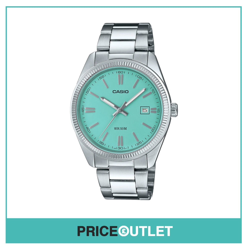 Casio MTP-1302PD MTP-1302PD-3AVEF Classic Watch - Silver / Turquoise - BRAND NEW
