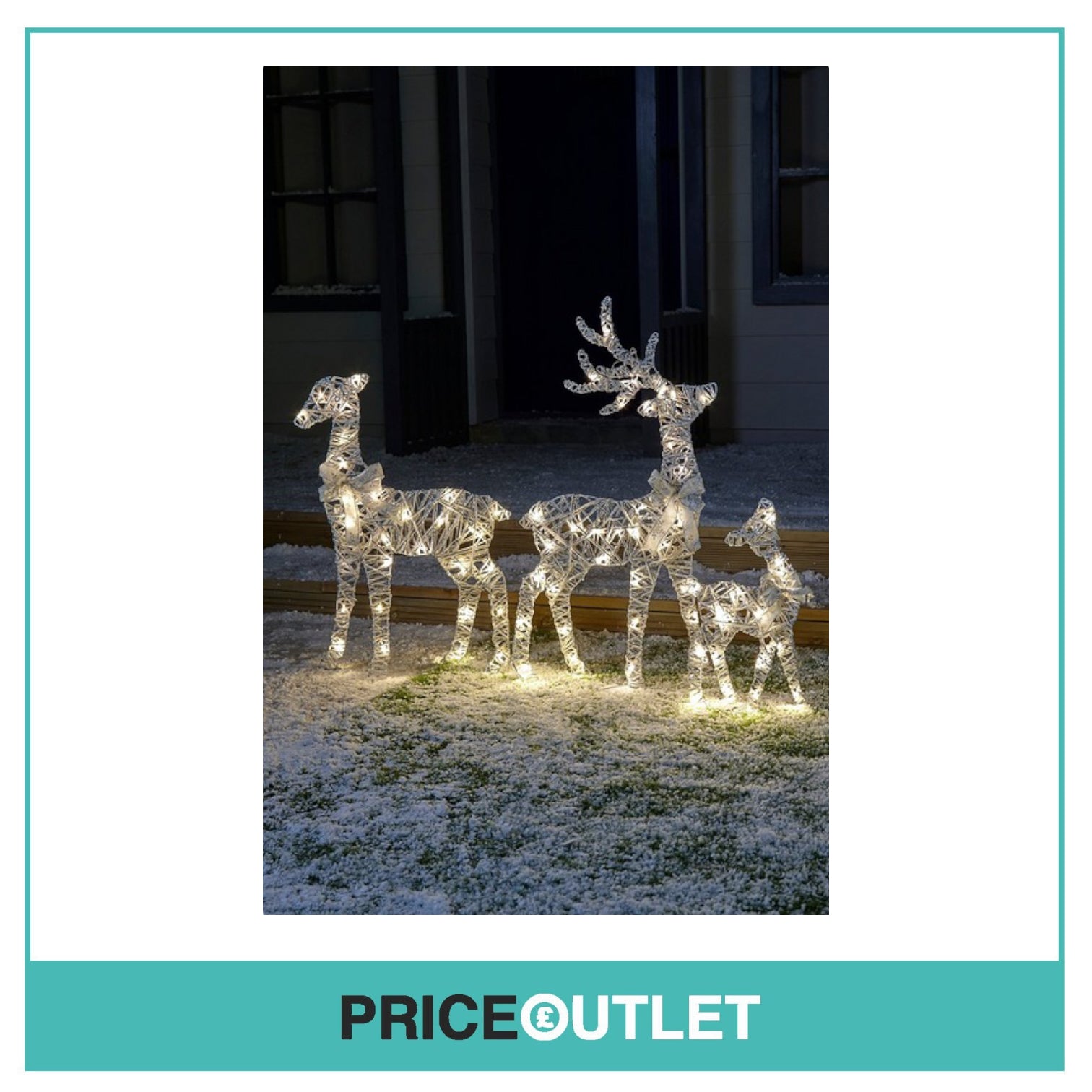 Set of 3 Silver LED Reindeer Christmas Lights