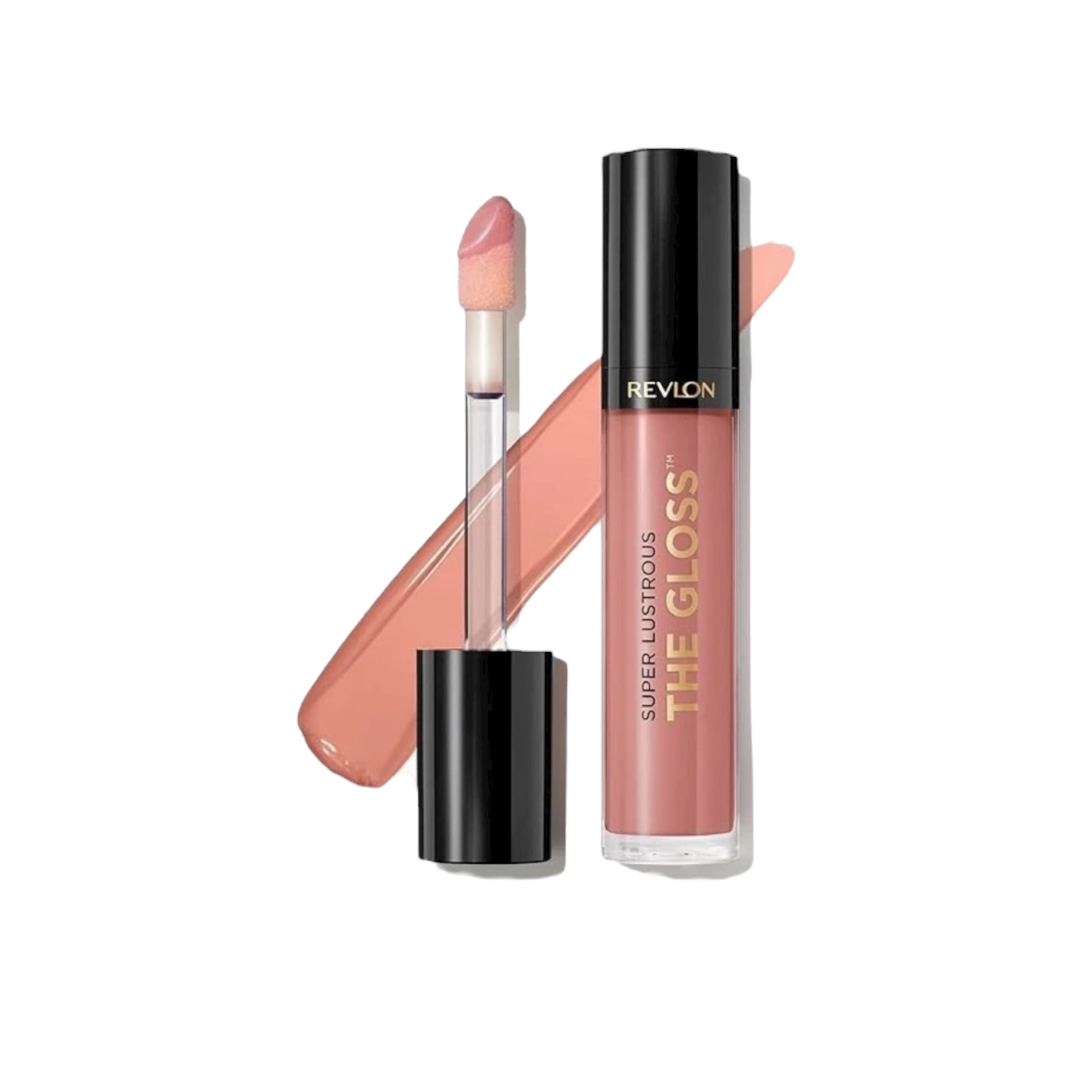 Revlon lip gloss with applicator on a white background