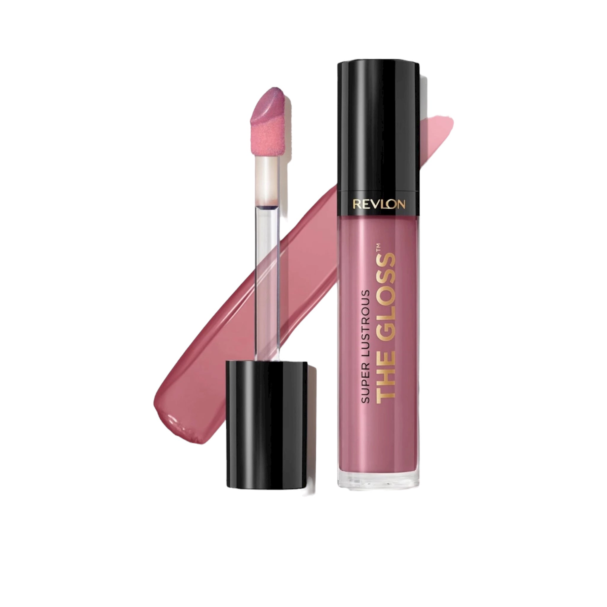 Revlon lip gloss with applicator on a white background