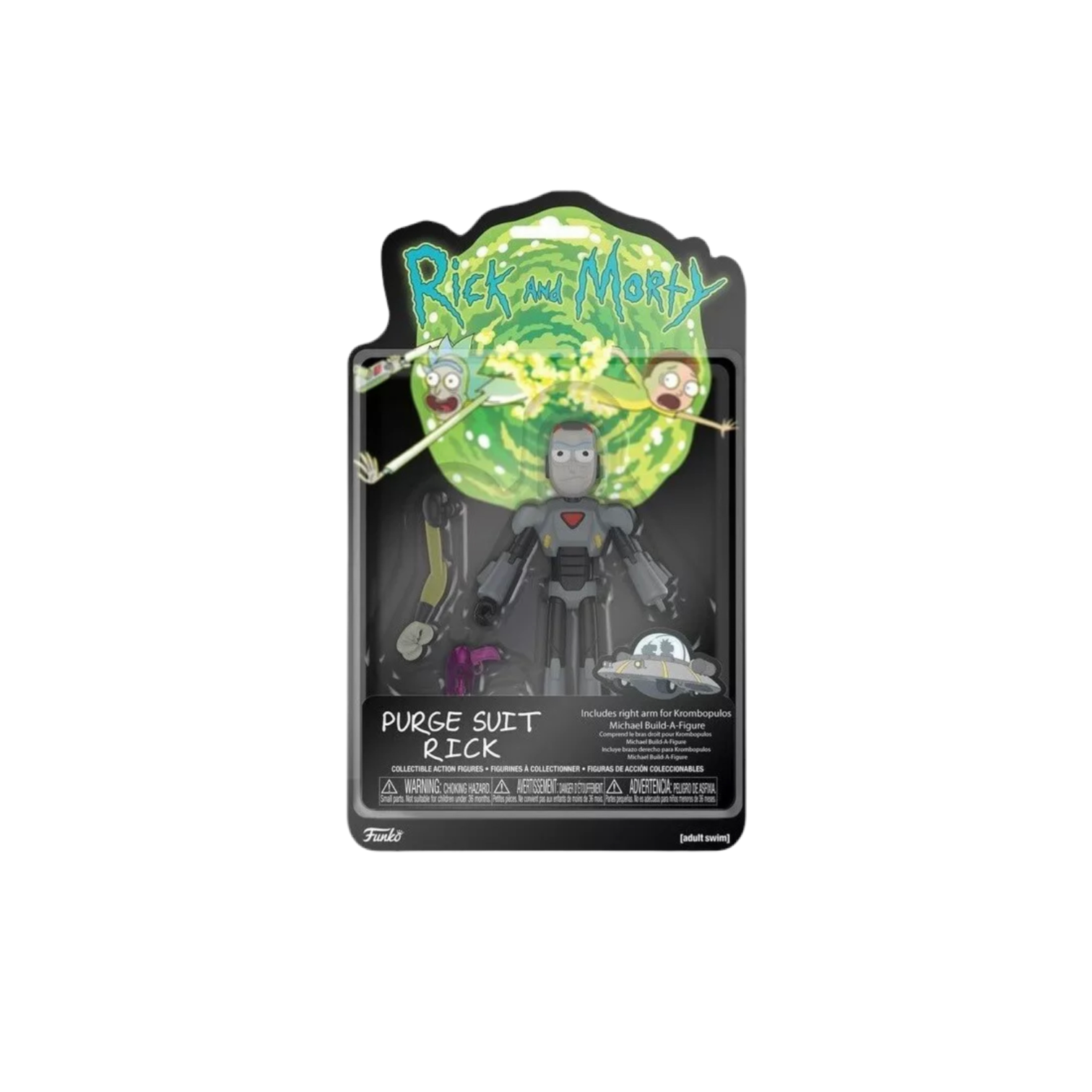 purge suit rick action figure on a white background