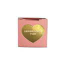 Pink box with a gold heart-shaped label reading 'Bubblegum Yum' on a white background