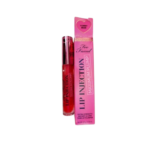 Too Faced Lip Injection Maximum Plump lip gloss with packaging on a white background