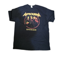 Black t-shirt with 'Airbourne Boneshaker' graphic design on a white background