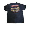 Black t-shirt with 'Airbourne Boneshaker World Tour 2019-2020' text on a white background