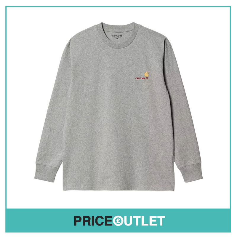 Carhartt WIP L/S American Script T-Shirt - Ash Heather - M - BRAND NEW WITH TAGS