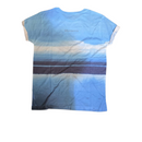 Blue t-shirt with a gradient design on a white background