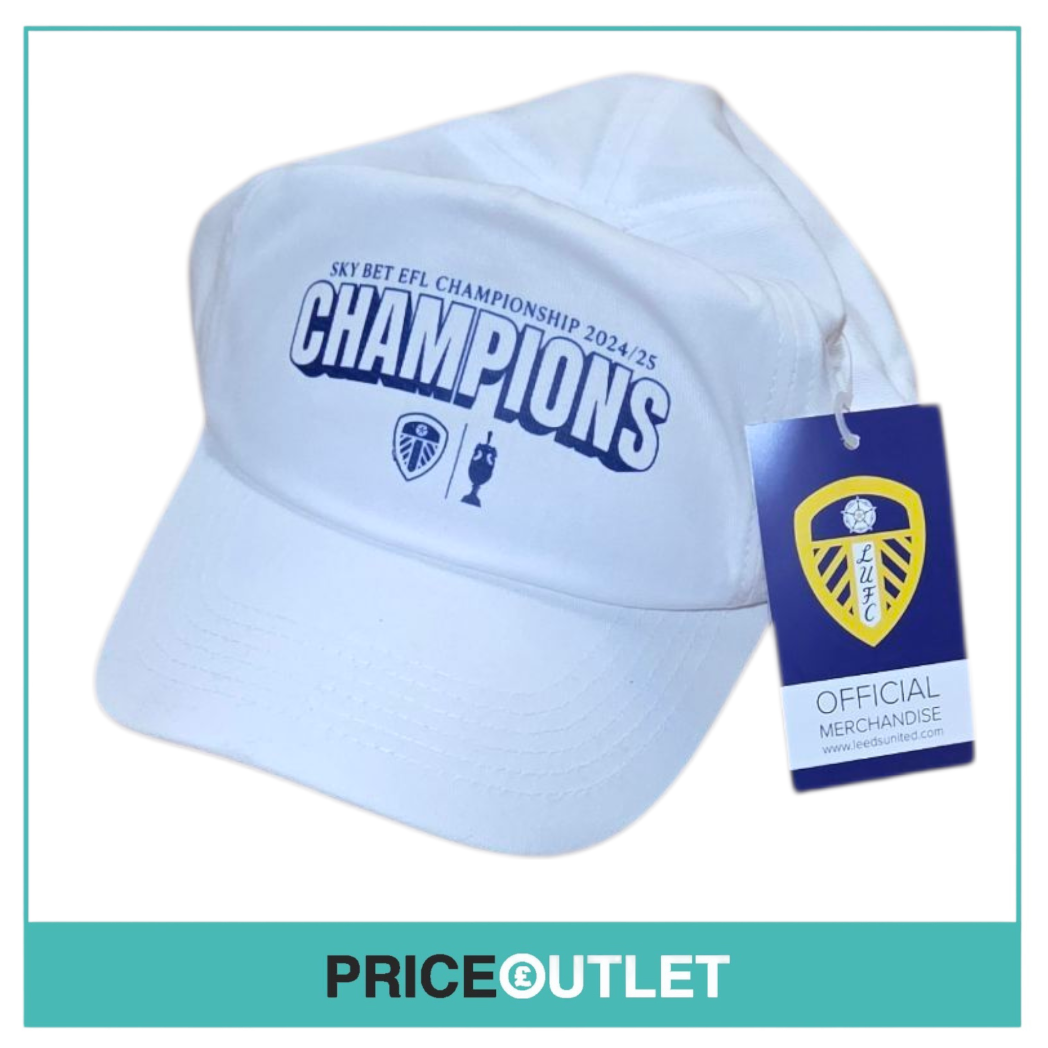 Leeds United football club - white - sky bet championship 2024/25 cap