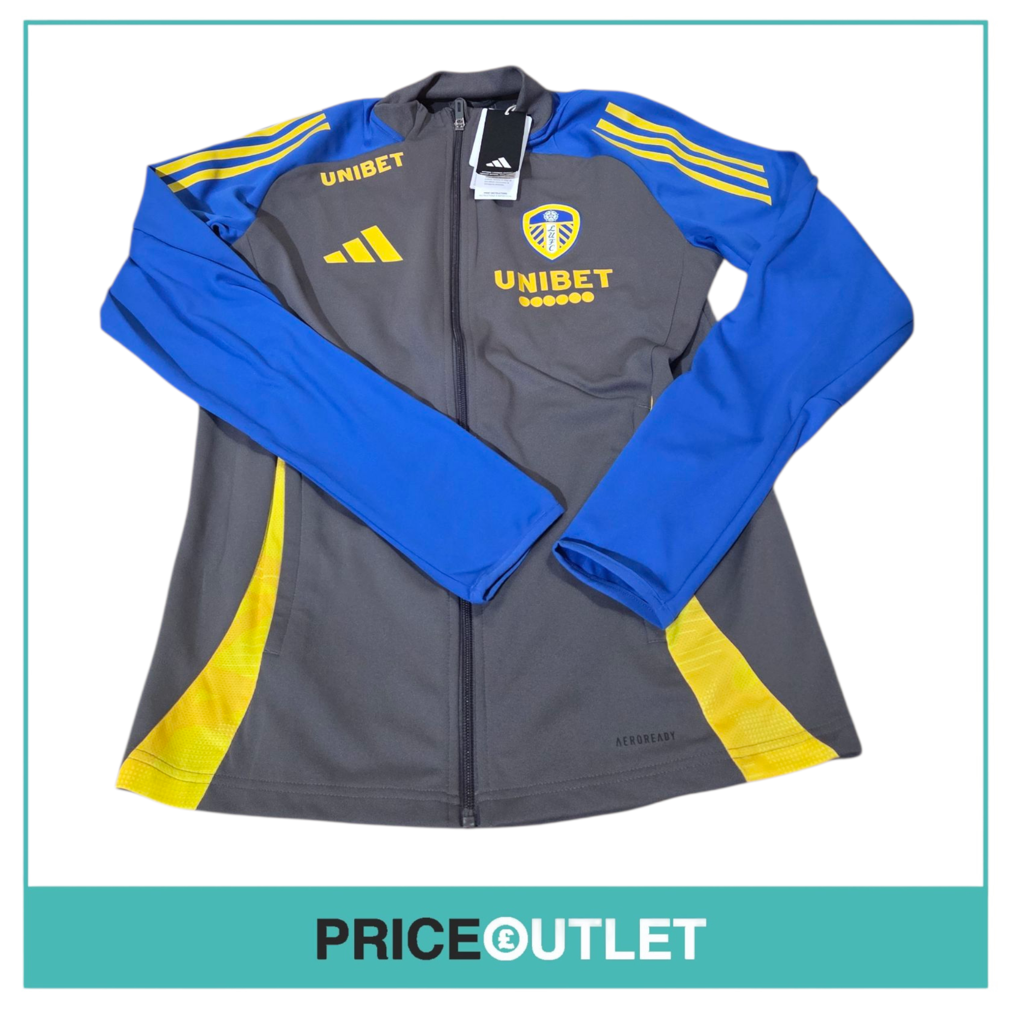 Leeds United football club - blue & grey tracksuit jacket (small)