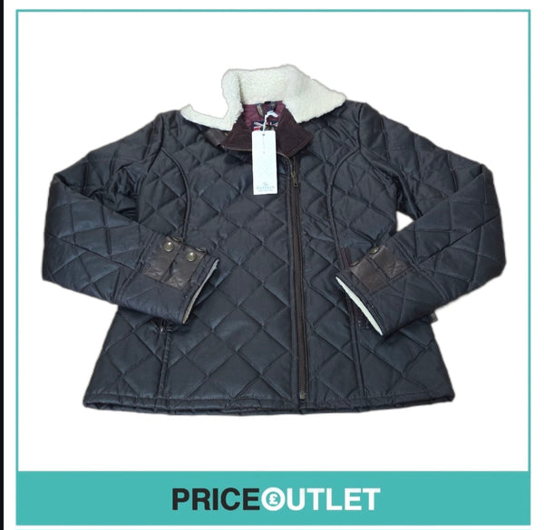Lavenham - ladies chocolate jacket with fur collar (size 10)