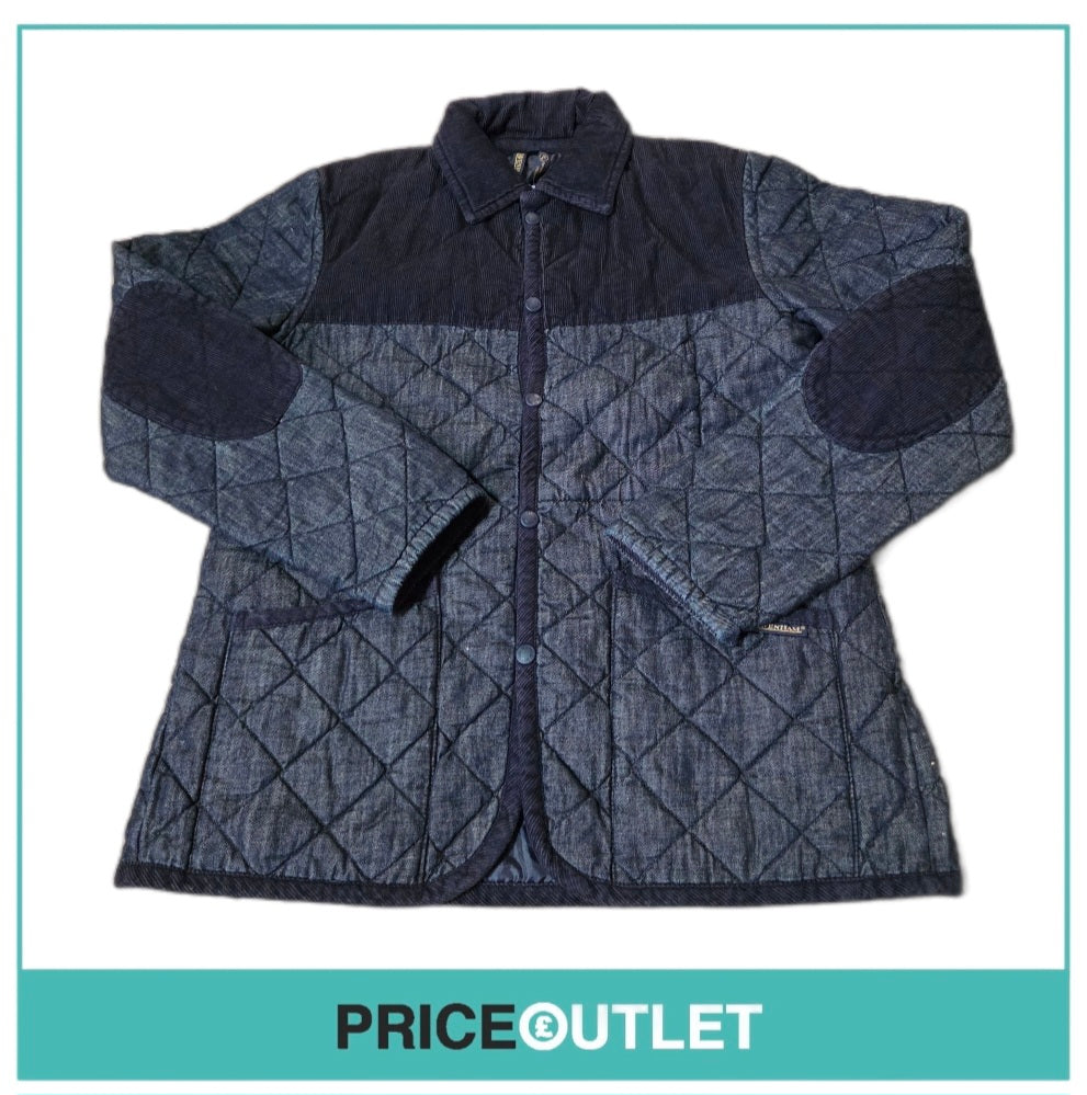 Lavenham - men's blue raydon jacket with elbow patches (medium)
