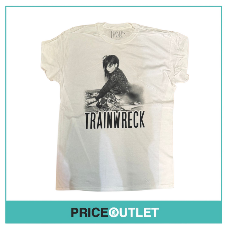 Train wreck banks - white tee (small)