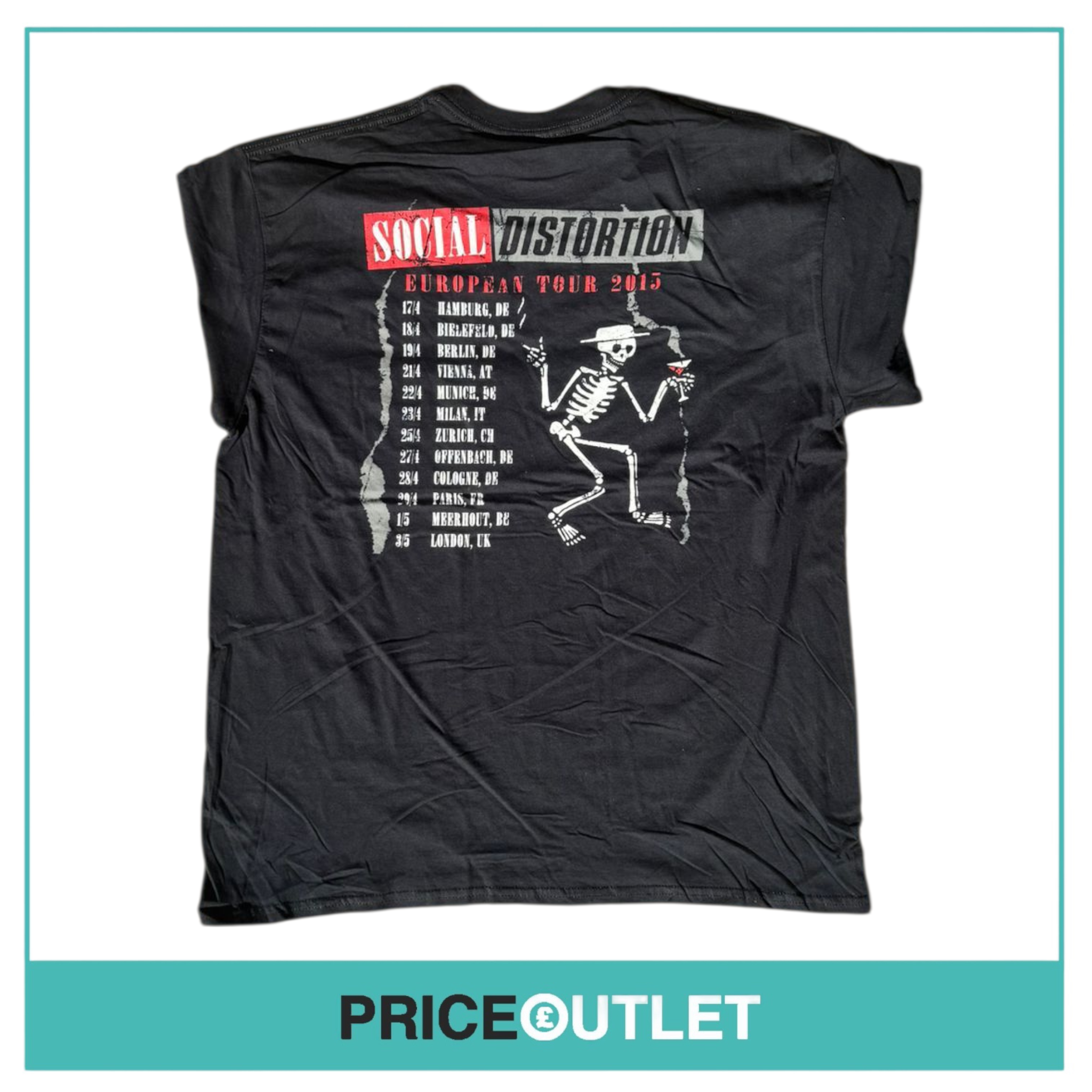 Social distortion - skeleton european 2015 tour black t-shirt (xl)